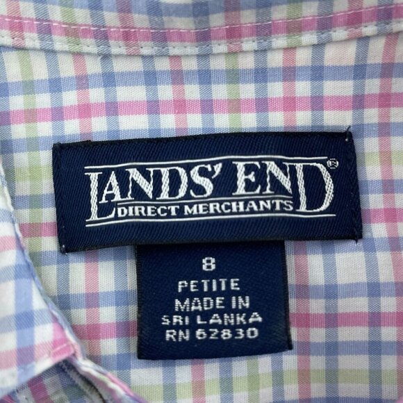 Lands End Petite Womens Checkered Long Sleeve Shirt Size 8  3827 - Picture 4 of 8